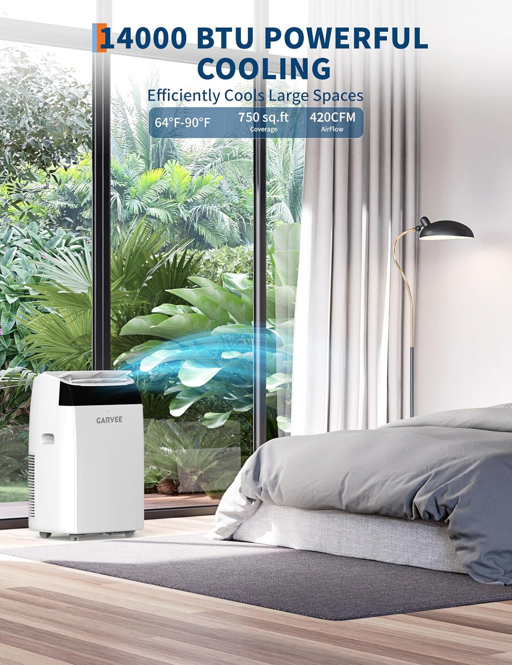 Garvee 3-in-1 Portable Air Conditioner, 14000 BTU (10200 BTU SACC) AC Unit