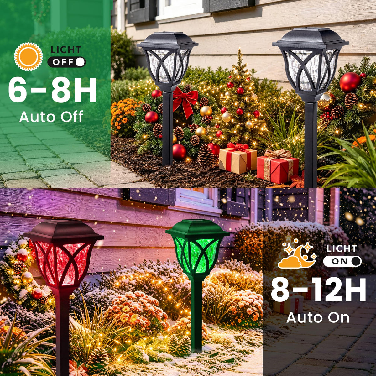 GIGALUMI 6 Pack Solar Lights Outdoor Waterproof, LED Solar Garden Lights