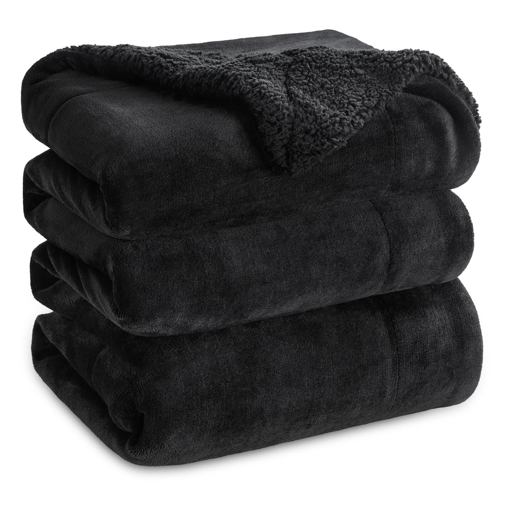 Bedsure GentleSoft Sherpa Fleece Twin Size Blanket for Couch, Non-Heated, Thick and Warm Throw for Women and Men, Soft Fuzzy Plush Twin Blanket for Winter, Charcoal, 60x80 Inches