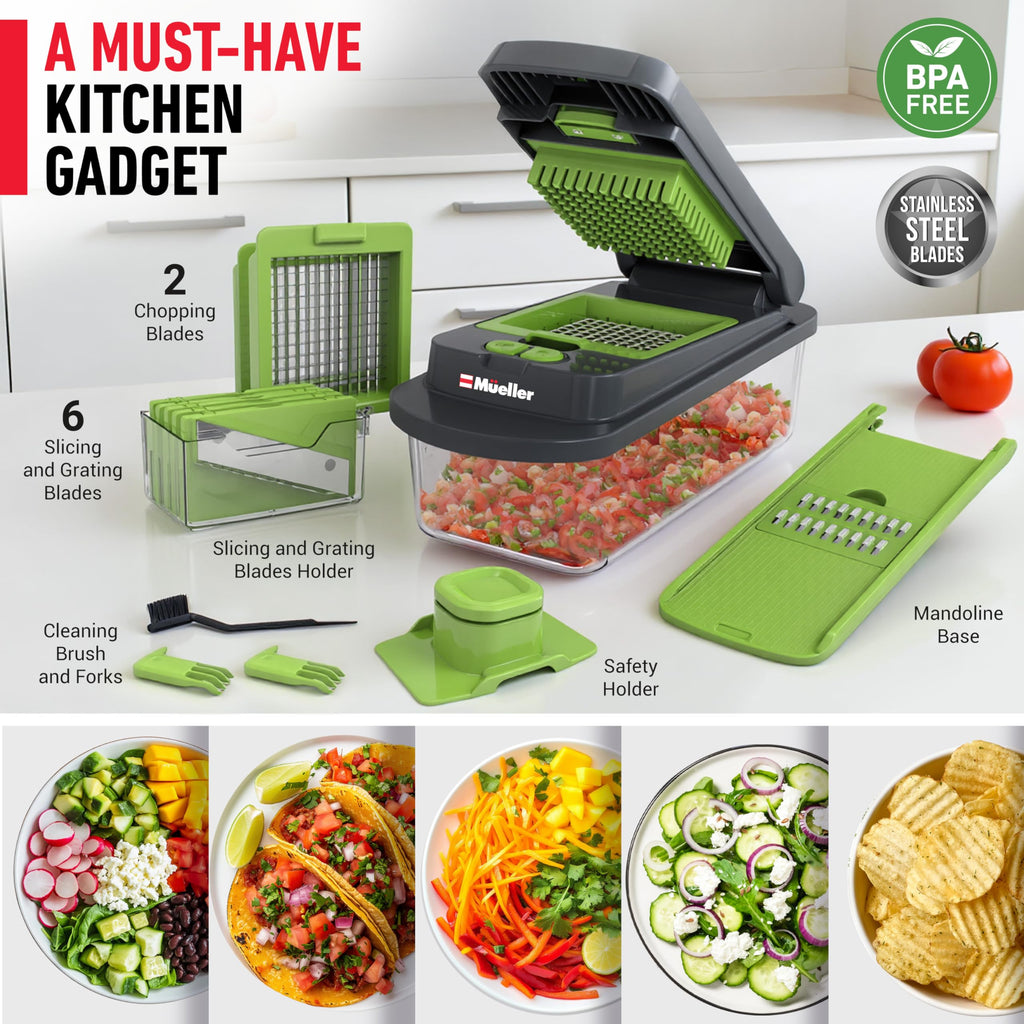 Mueller The Real Original Pro Vegetable Chopper & Mandoline Slicer, 10-in-1