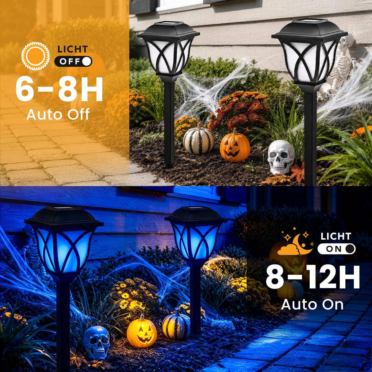 GIGALUMI 6 Pack Solar Lights Outdoor Waterproof, LED Solar Garden Lights