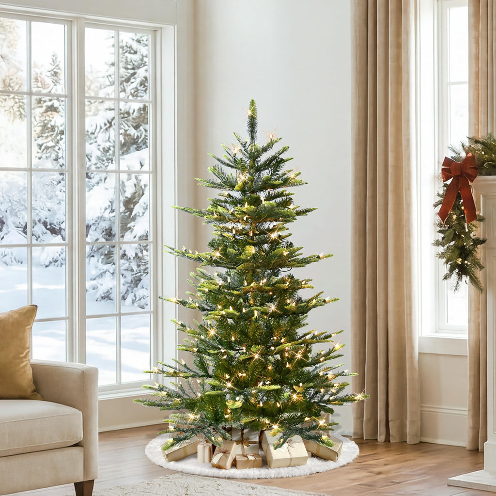 Puleo International 7.5ft Pre-Lit Aspen Fir Artificial Christmas Tree