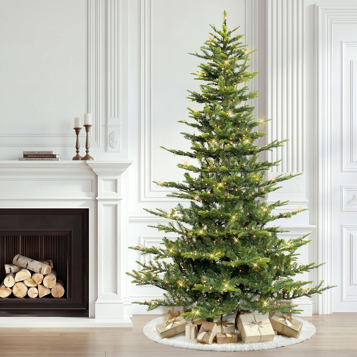 Puleo International 7.5ft Pre-Lit Aspen Fir Artificial Christmas Tree