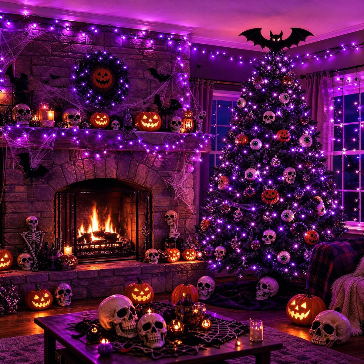 TW SHINE Halloween Lights, 400 LED 132FT Outdoor Halloween Lights Plug in with 8 Modes, Waterproof Christmas Light Outdoor, Indoor Decorations for Party Yard Haunted House Decor, Purple