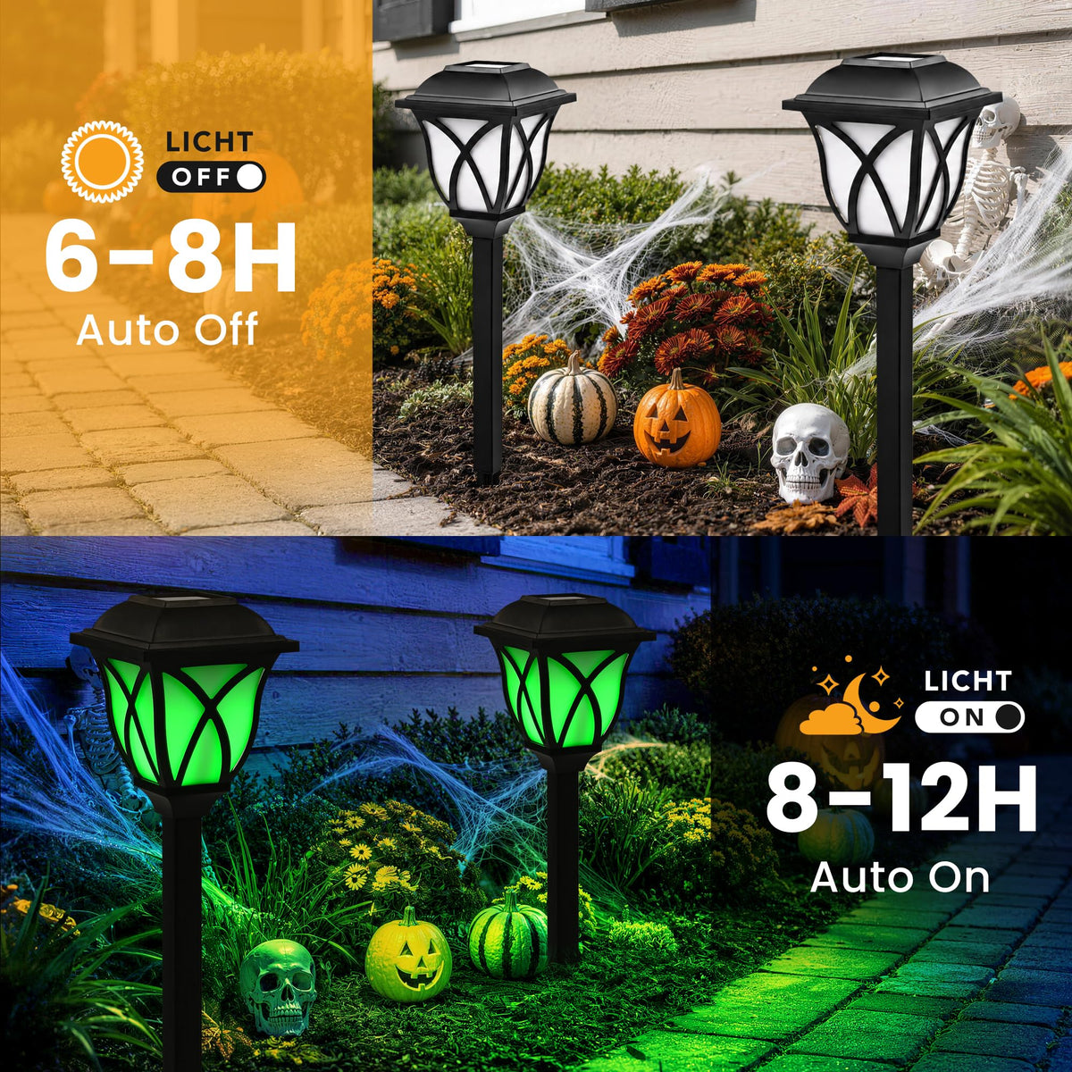 GIGALUMI 6 Pack Solar Lights Outdoor Waterproof, LED Solar Garden Lights