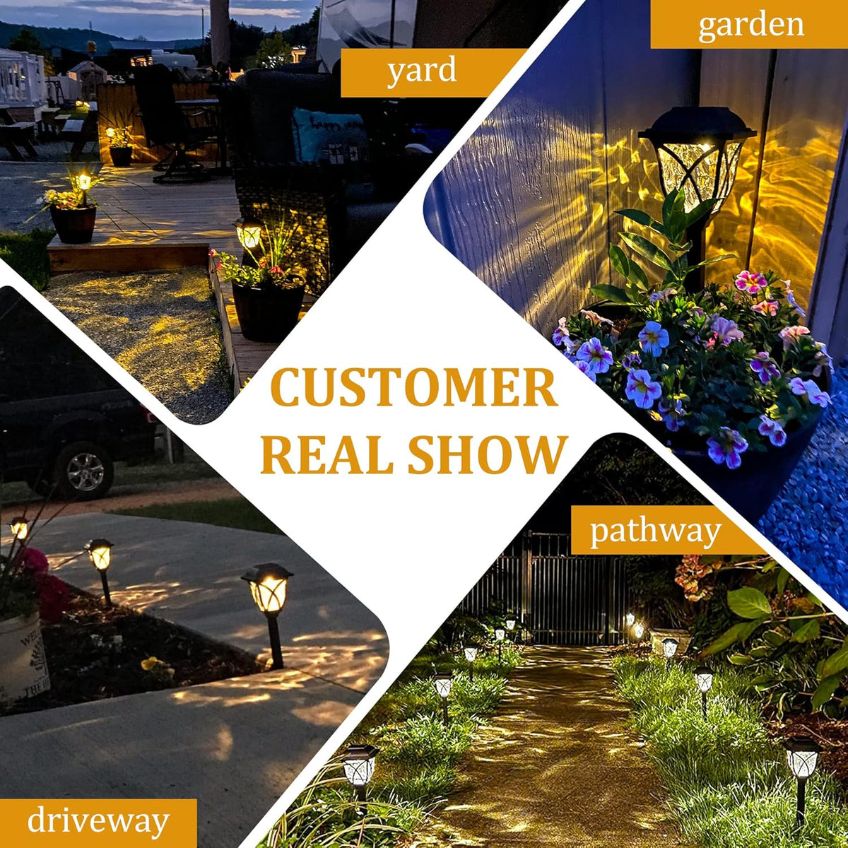 GIGALUMI 6 Pack Solar Lights Outdoor Waterproof, LED Solar Garden Lights