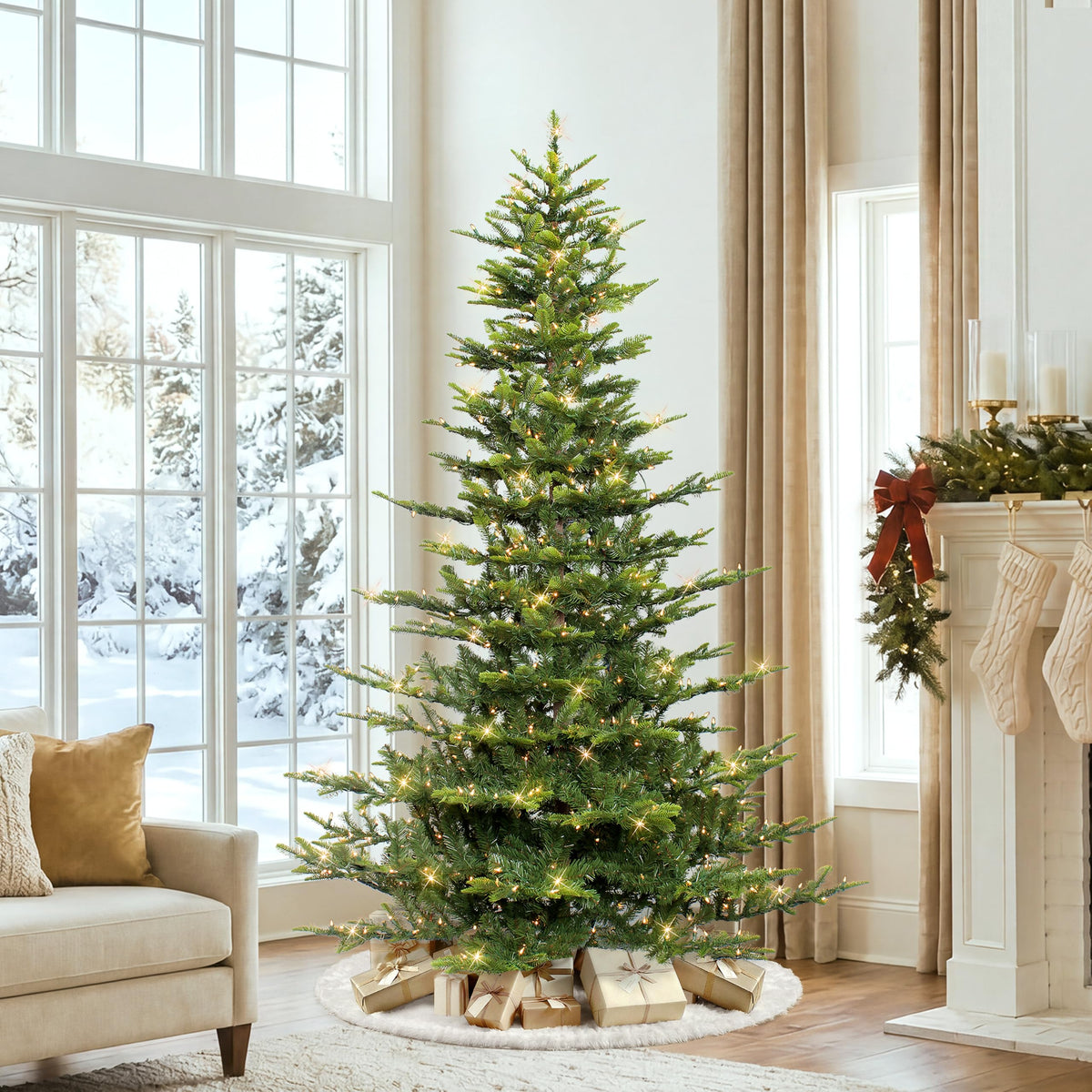 Puleo International 7.5ft Pre-Lit Aspen Fir Artificial Christmas Tree