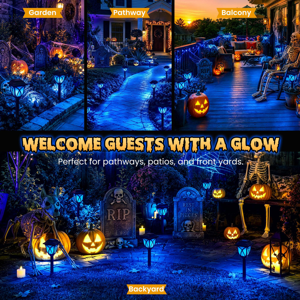 GIGALUMI 6 Pack Solar Lights Outdoor Waterproof, LED Solar Garden Lights