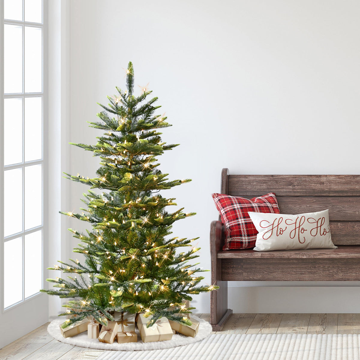 Puleo International 7.5ft Pre-Lit Aspen Fir Artificial Christmas Tree
