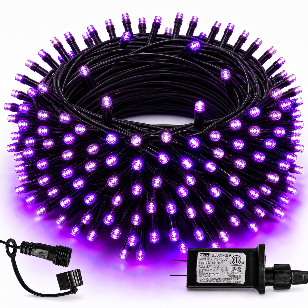 TW SHINE Halloween Lights, 400 LED 132FT Outdoor Halloween Lights Plug in with 8 Modes, Waterproof Christmas Light Outdoor, Indoor Decorations for Party Yard Haunted House Decor, Purple