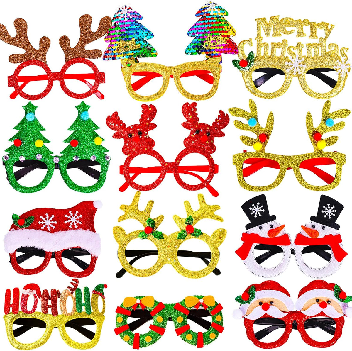 Max Fun 12Pcs Christmas Glasses Accessories Party Favors for Kids