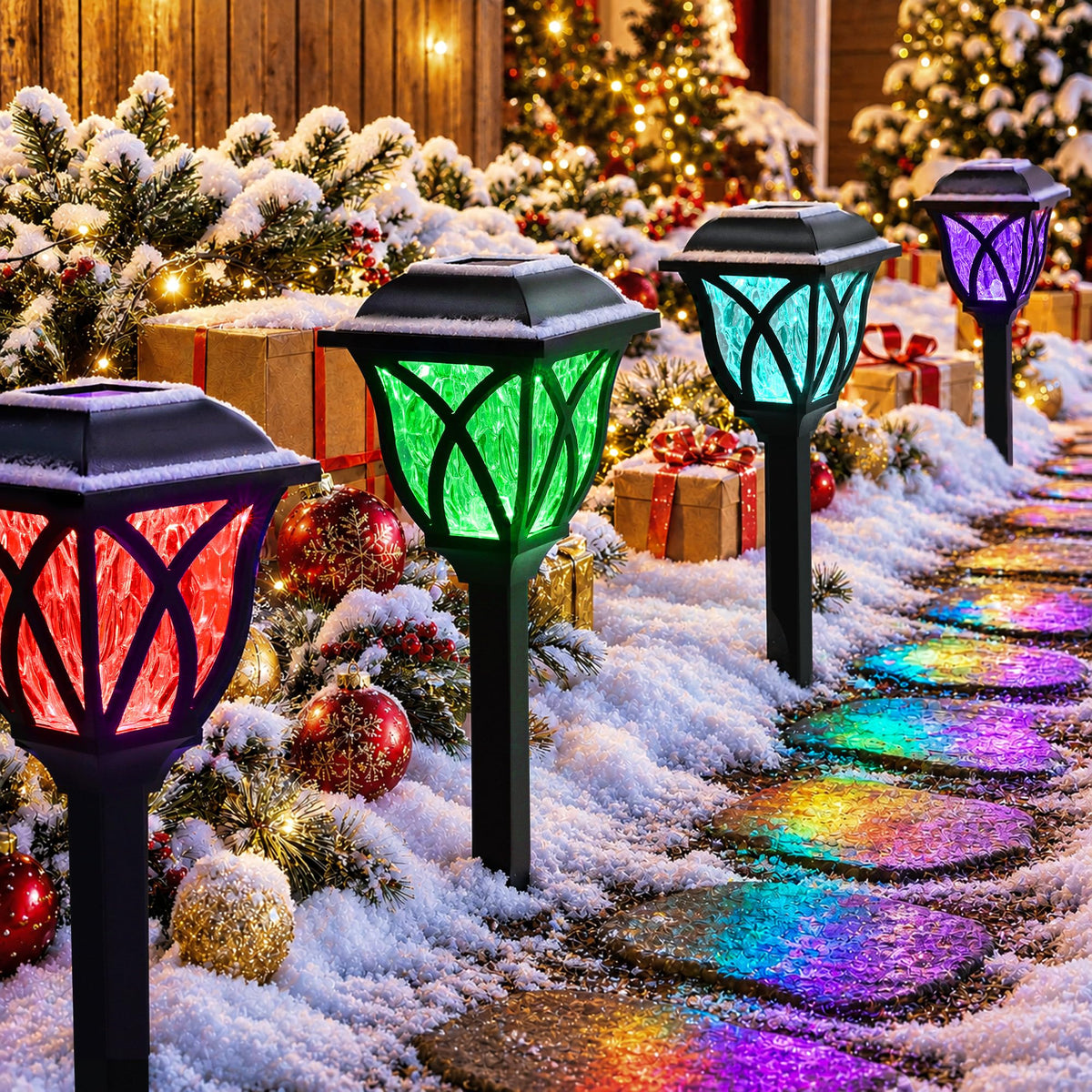 GIGALUMI 6 Pack Solar Lights Outdoor Waterproof, LED Solar Garden Lights