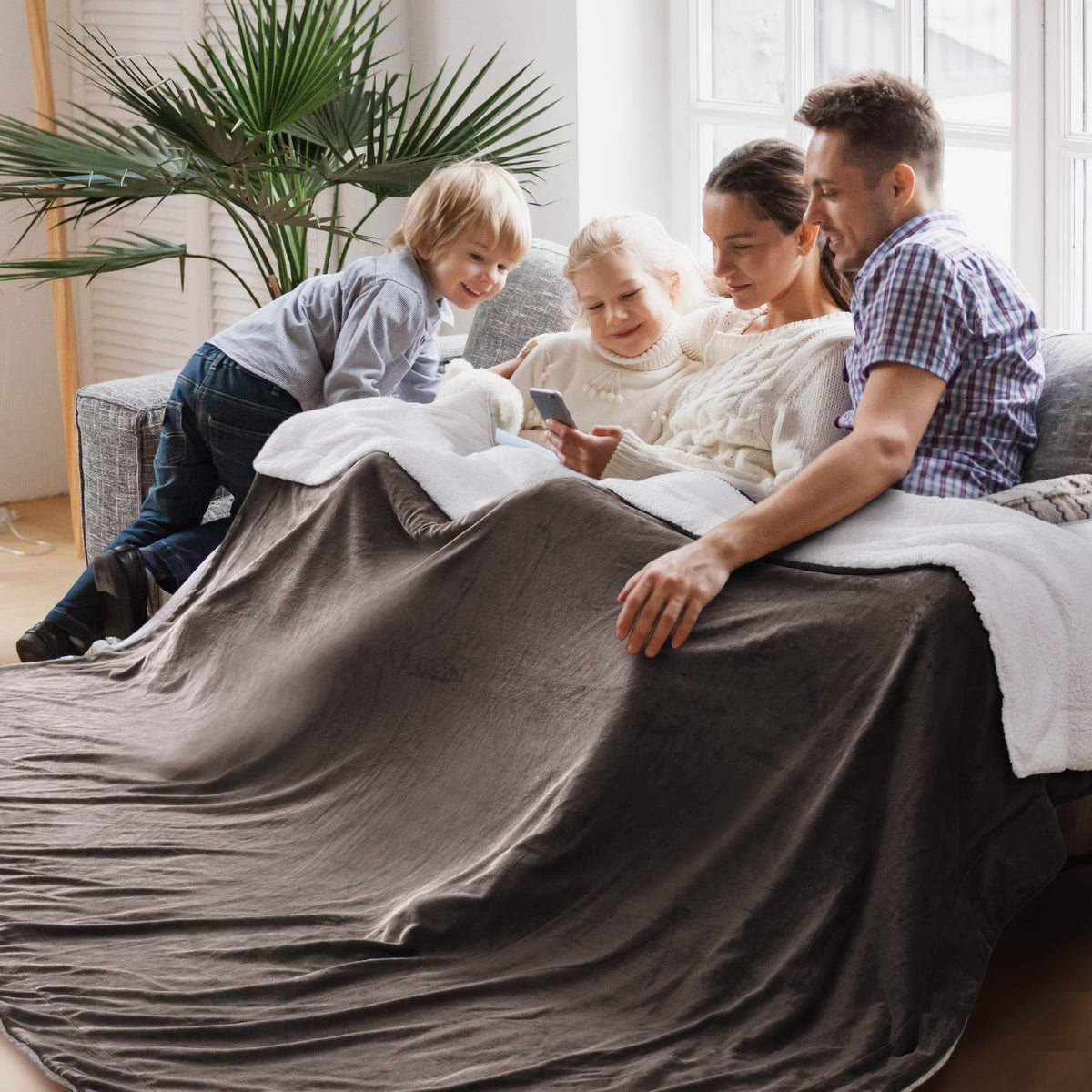 Bedsure GentleSoft Sherpa Fleece Twin Size Blanket for Couch, Non-Heated, Thick and Warm Throw for Women and Men, Soft Fuzzy Plush Twin Blanket for Winter, Charcoal, 60x80 Inches