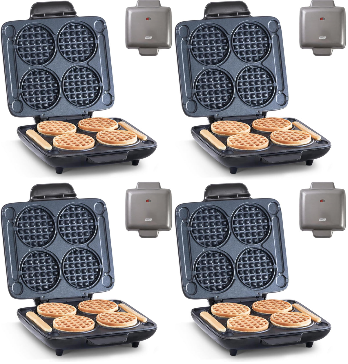 Dash Multi Mini Waffle Maker, Makes 4 Waffles at Once, Graphite