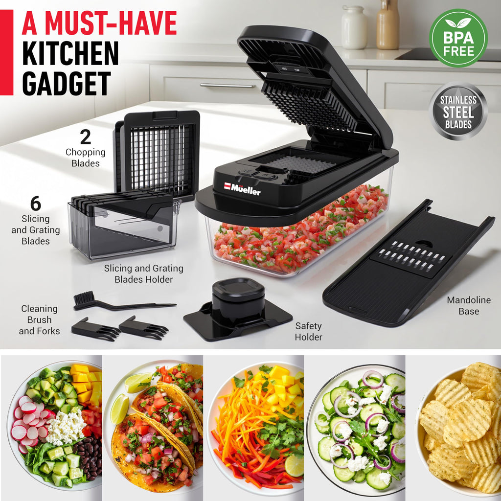 Mueller The Real Original Pro Vegetable Chopper & Mandoline Slicer, 10-in-1