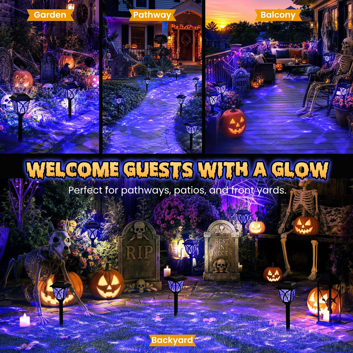 GIGALUMI 6 Pack Solar Lights Outdoor Waterproof, LED Solar Garden Lights