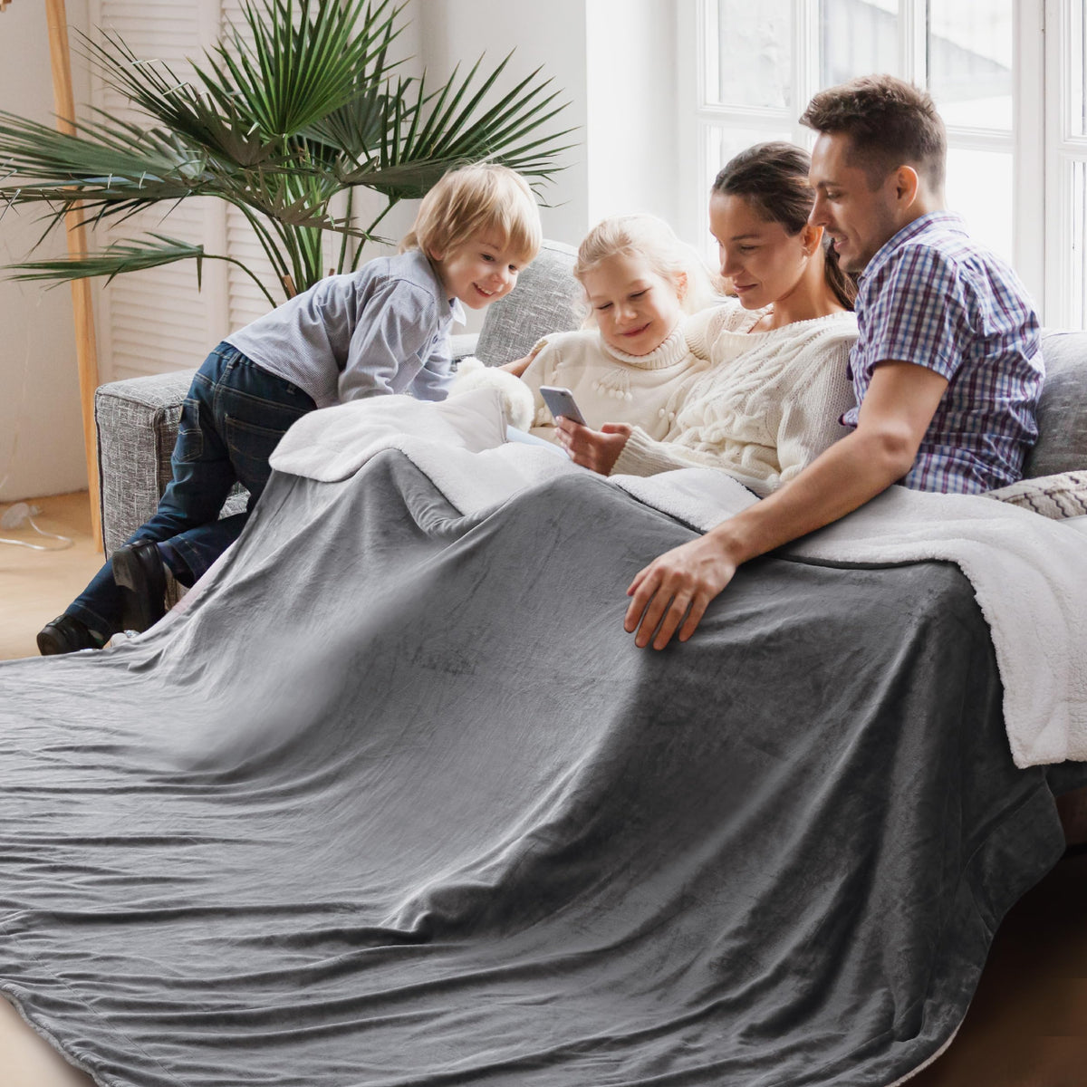 Bedsure GentleSoft Sherpa Fleece Twin Size Blanket for Couch, Non-Heated, Thick and Warm Throw for Women and Men, Soft Fuzzy Plush Twin Blanket for Winter, Charcoal, 60x80 Inches