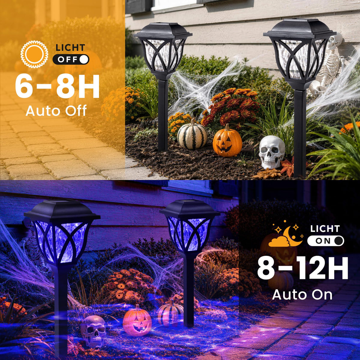 GIGALUMI 6 Pack Solar Lights Outdoor Waterproof, LED Solar Garden Lights