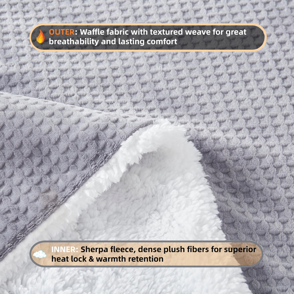 SNUGSUN Heated Blanket Throw Size, Soft and Cozy Electric Heating Blanket for Bed, Automatic Safety System 6 Heating Levels & 4 Hours Auto-Off Gift for Grandma,50" x 60" London Grey